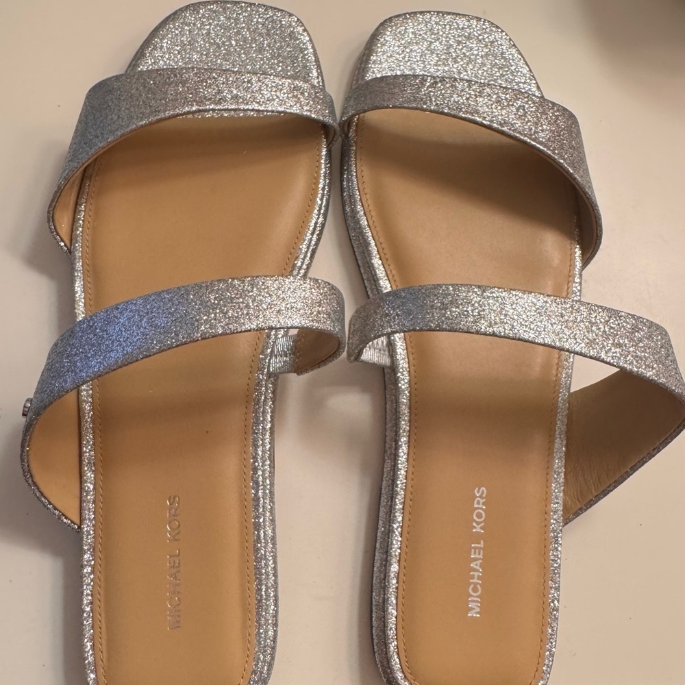 Michael Kors Glittering Silver Sandals - Picture 1 of 1